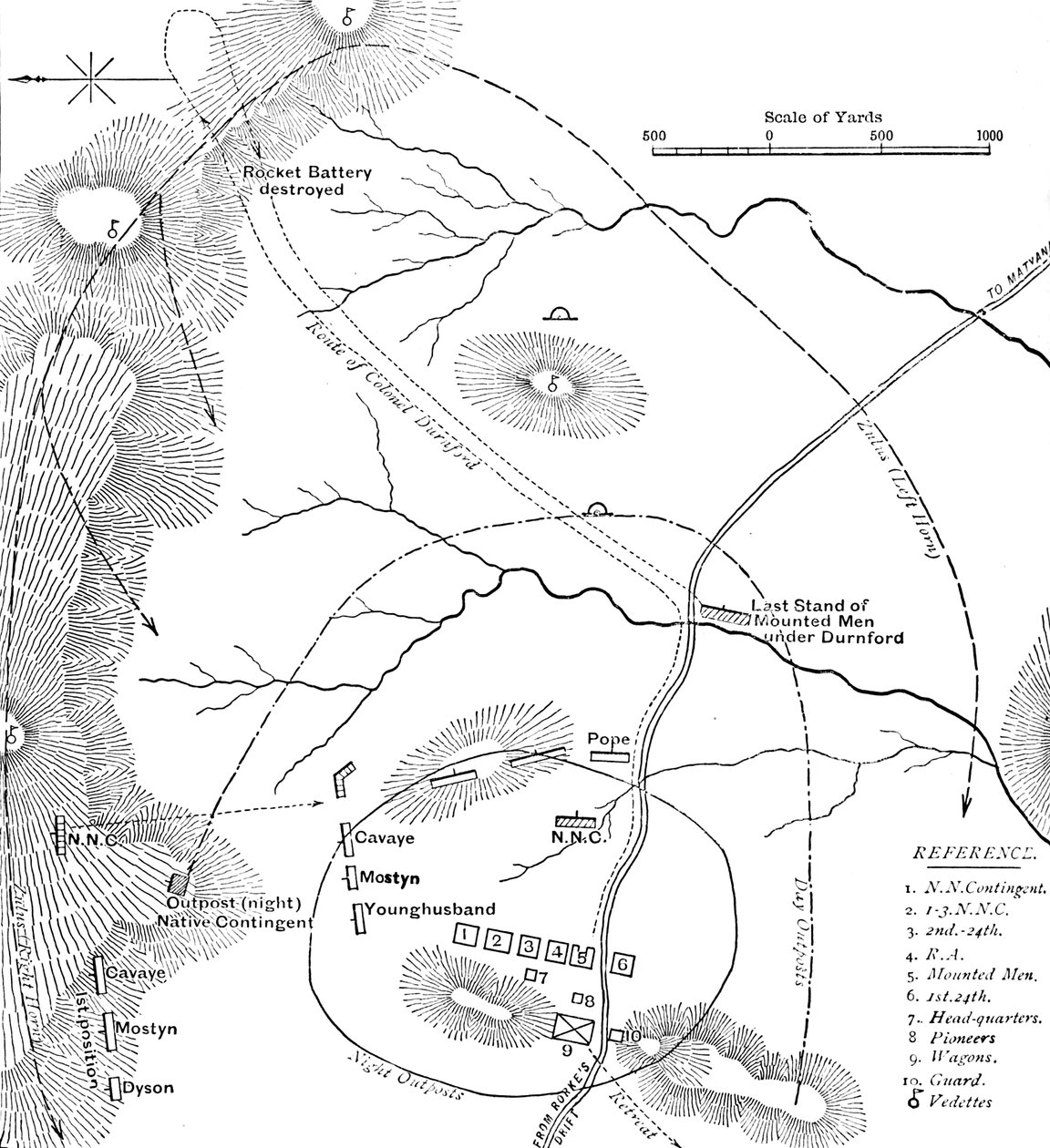 Plan der Schlacht von Isandhlwana, 22. Januar 1879, um 1880 von Unbekannt