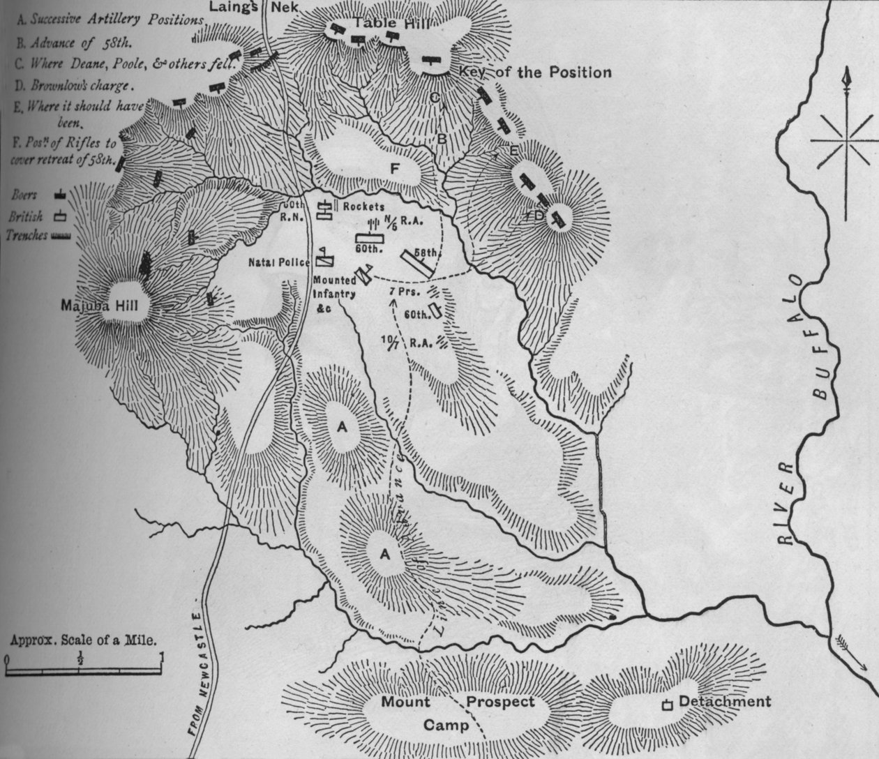 Plan der Schlacht von Laings Nek 28. Januar 1881, ca. 1880er von Unbekannt