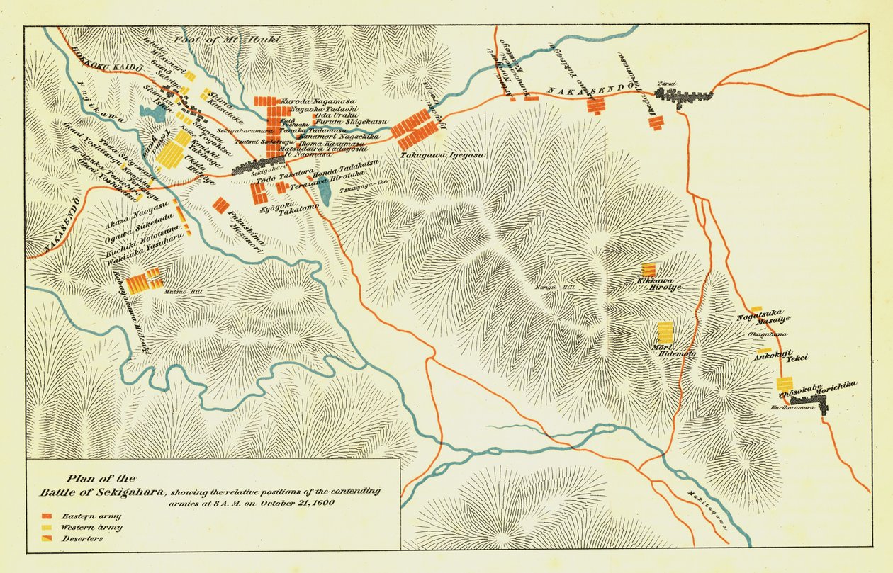 Plan der Schlacht von Sekigahara, 21. Oktober 1600, 1903 von Unbekannt
