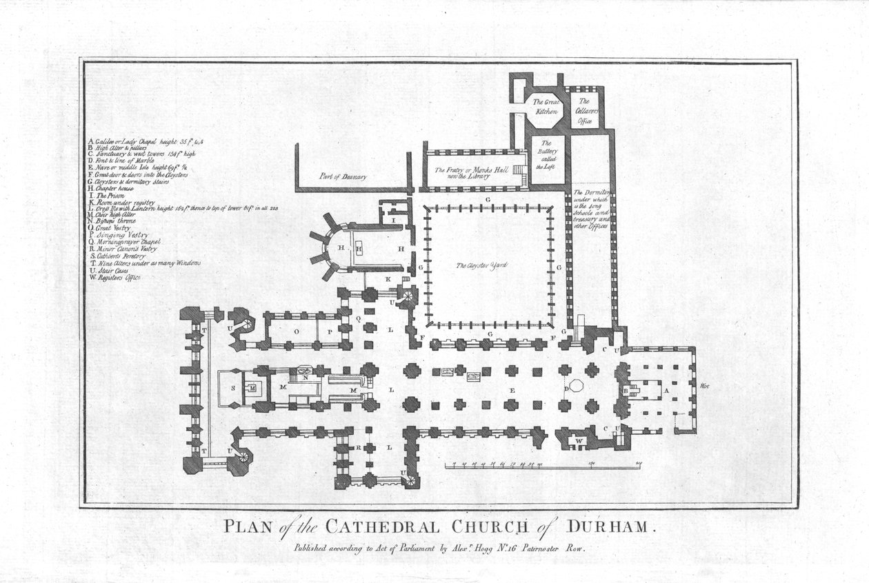 Plan der Kathedrale von Durham, spätes 18. Jahrhundert von Unbekannt