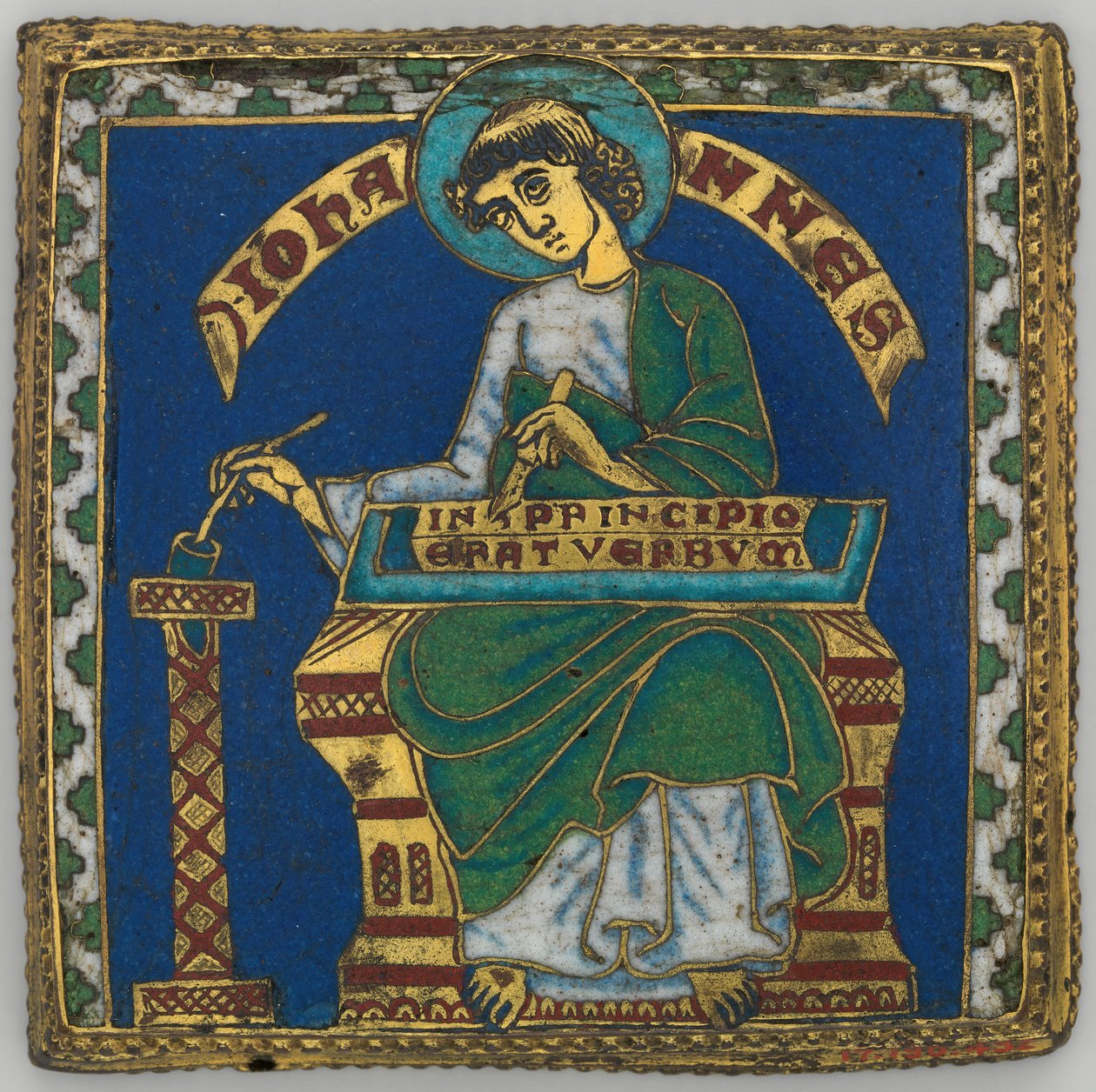 Plakette mit dem Heiligen Johannes dem Evangelisten, Deutsch, ca. 1175-1200 von Unbekannt