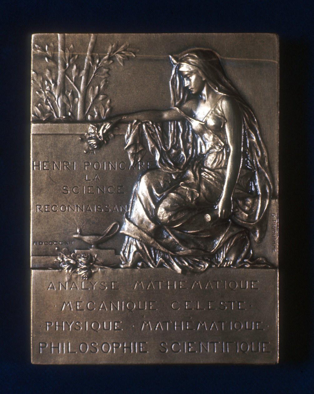 Plakette zur Erinnerung an den Tod von Henri Poincaré, französischer Mathematiker, 1912 von Unbekannt