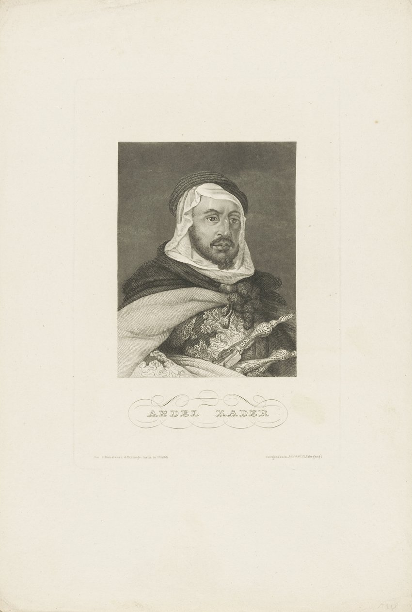 Porträt von Abdelkader ibn Muhieddine 1808-1883, ca. 1860 von Unbekannt