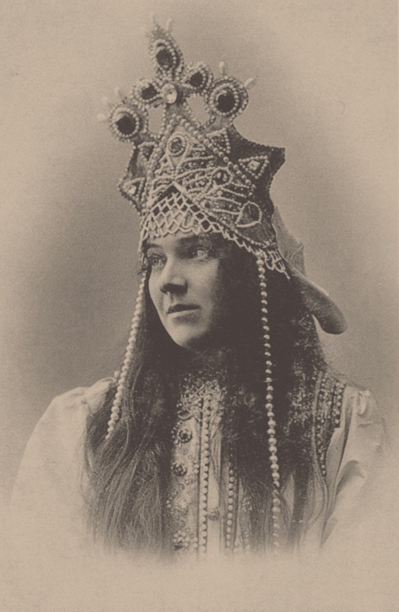 Porträt von Nadezhda Ivanovna Zabela-Vrubel 1868-1913 als Marfa in der Oper Die Zarenbraut von Unbekannt
