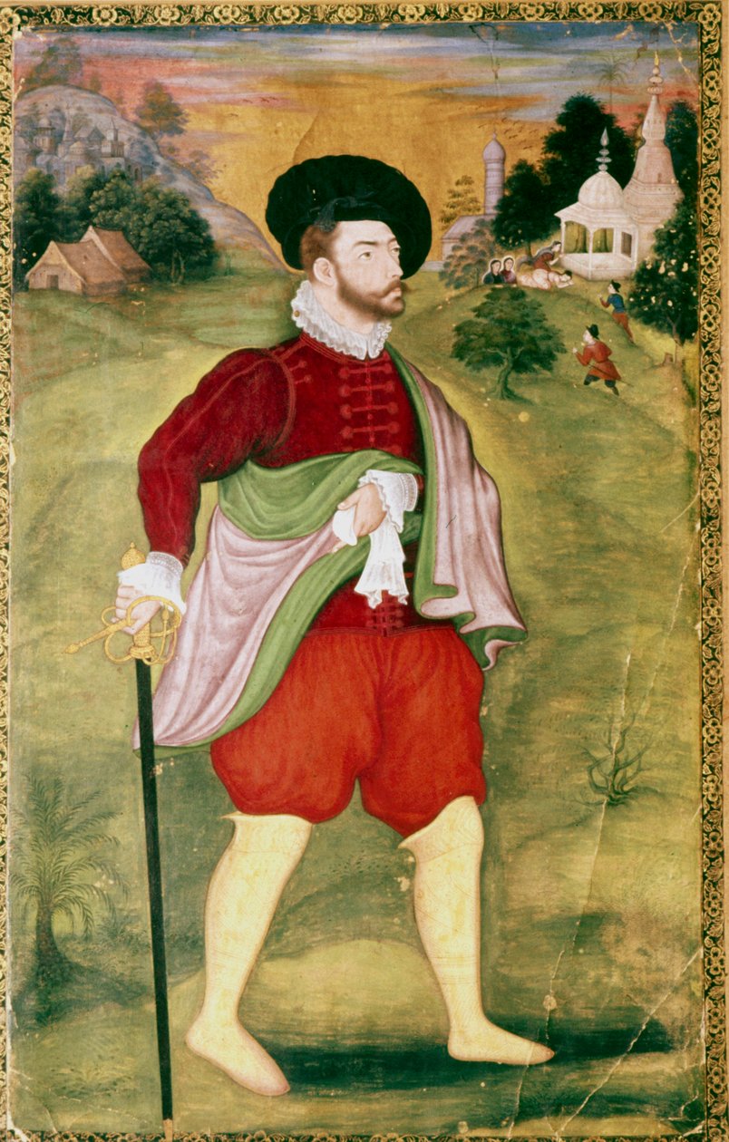Porträt eines Europäers, Mughal-Schule, Akbar-Periode, spätes 16. Jahrhundert von Unbekannt