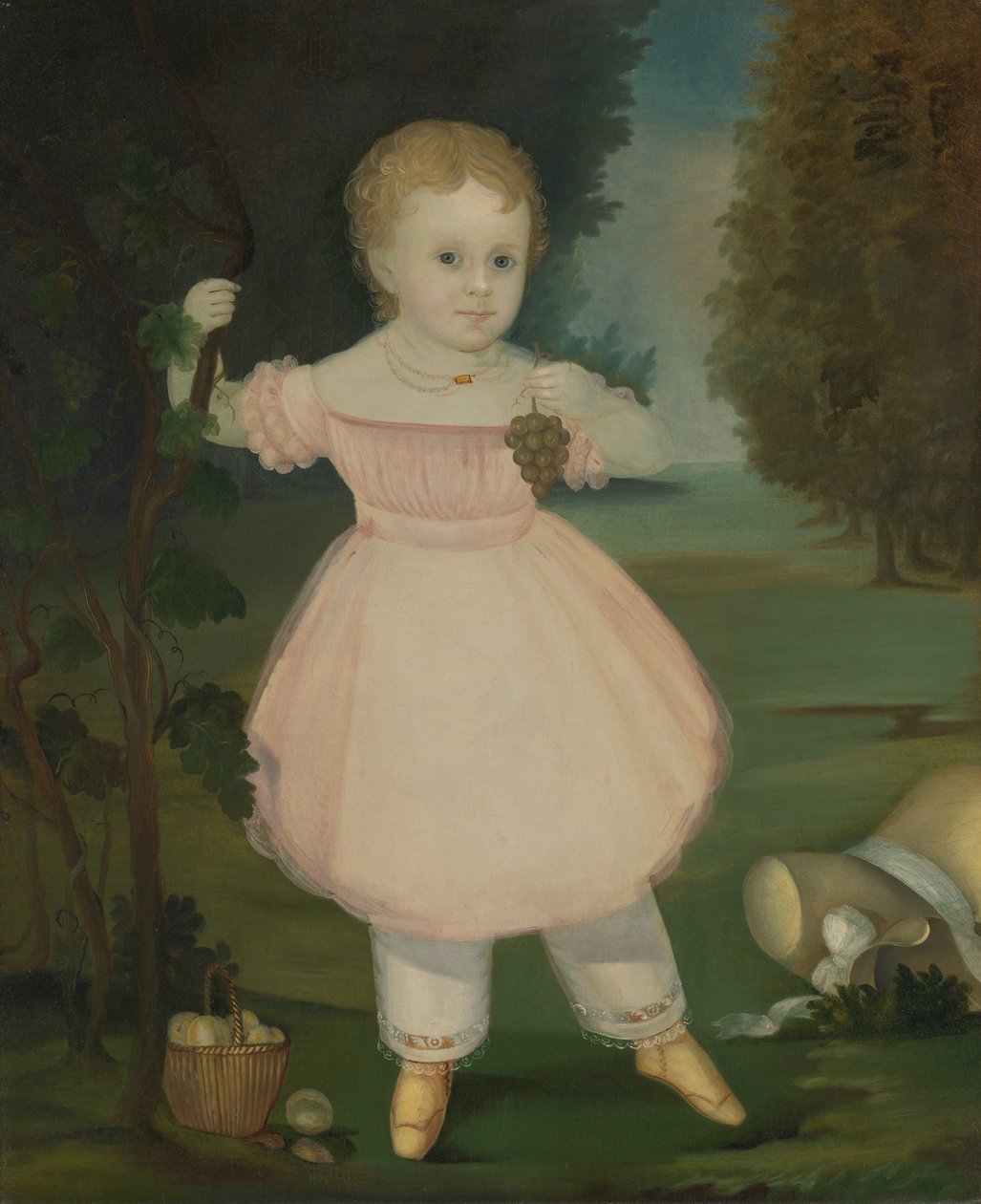 Porträt eines kleinen Mädchens, das Trauben pflückt, 1840-50 von Unbekannt