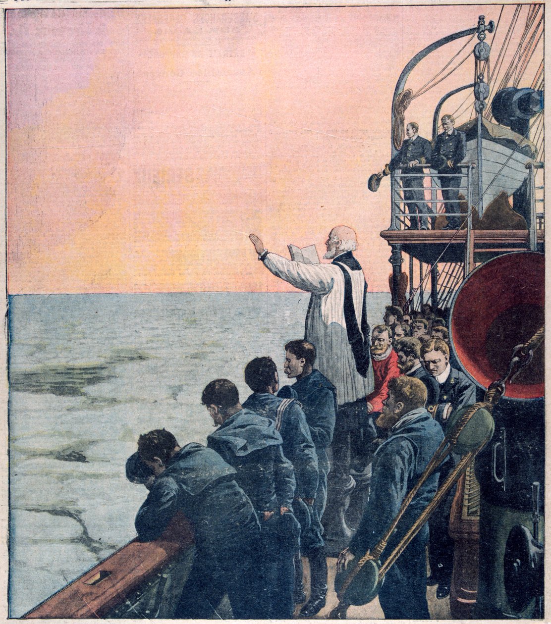 Gebete an der Stelle des Untergangs der Titanic, 1912 von Unbekannt