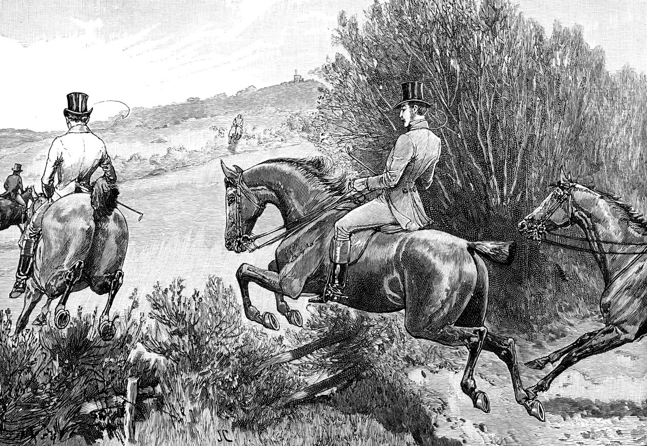 Prinz Albert jagt in der Nähe von Belvoir Castle, Leicestershire, um 1840er Jahre, 1900 von Unbekannt