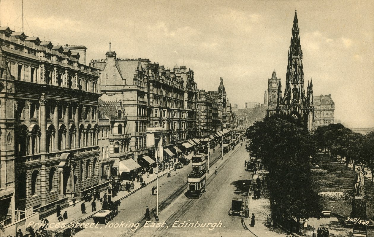Princes Street Blick nach Osten, Edinburgh, ca. 1920er Jahre von Unbekannt