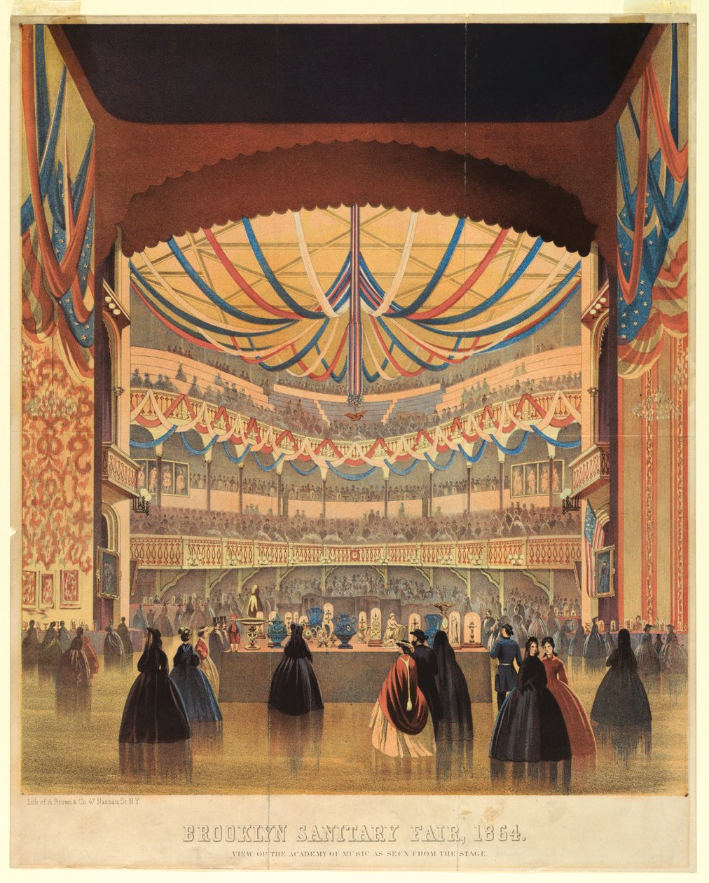 Druck, Brooklyn Sanitary Fair von 1864, die Academy of Music von Unbekannt