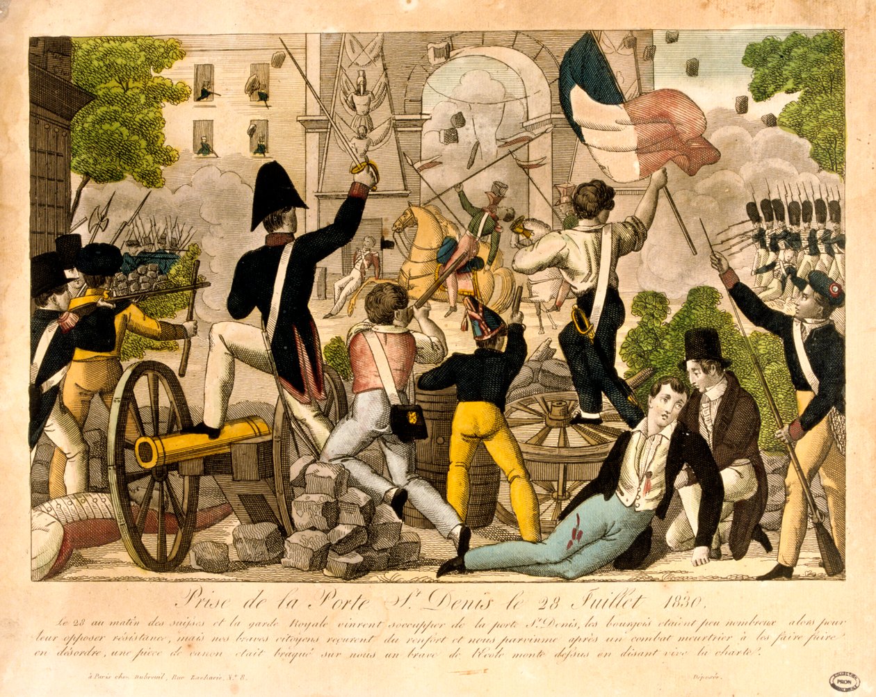 Einnahme des Porte St. Denis am 28. Juli 1830, Revolution von 1830, Paris von Unbekannt