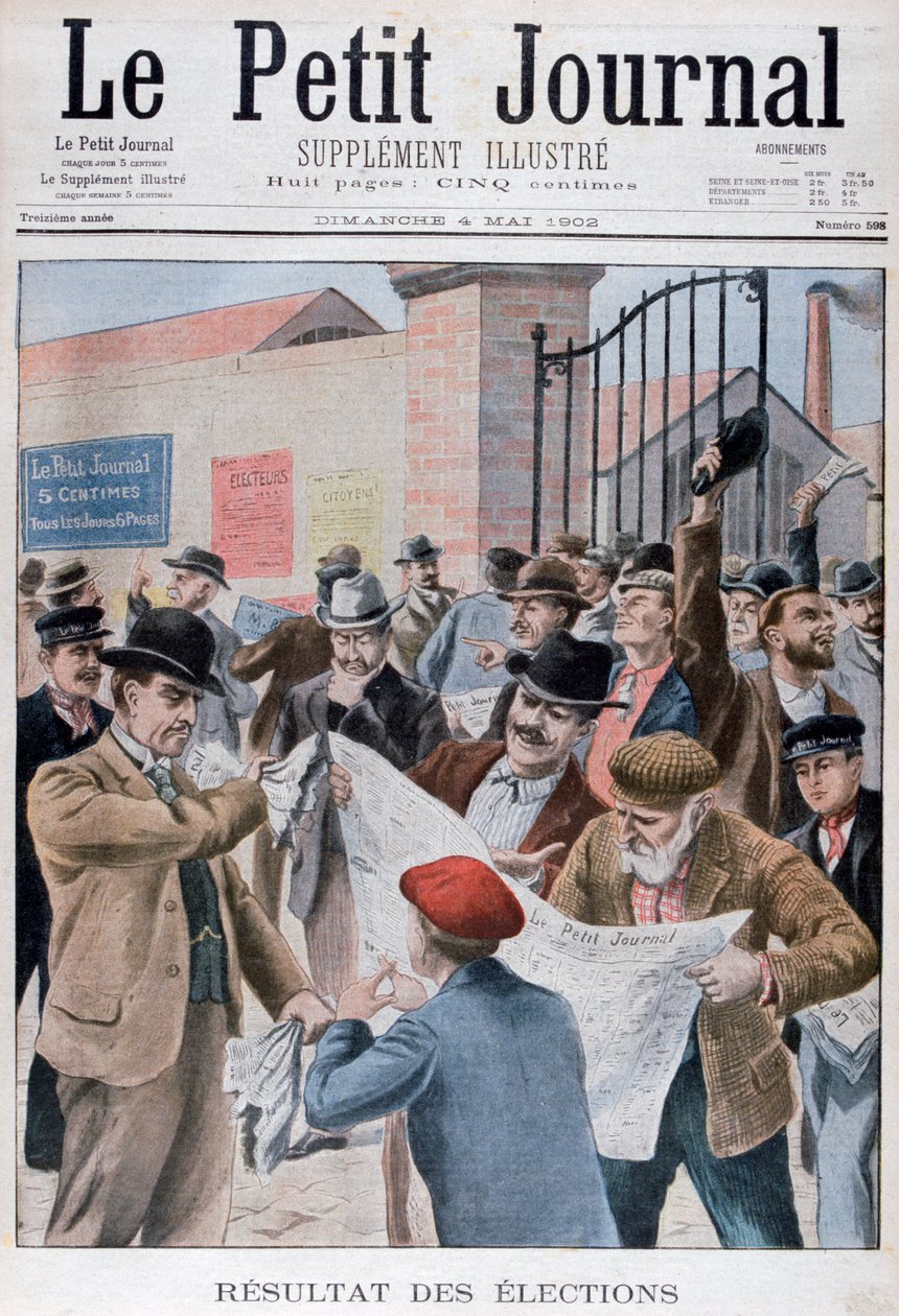 Lesen der Wahlergebnisse in der Zeitung, Paris, 1902 von Unbekannt