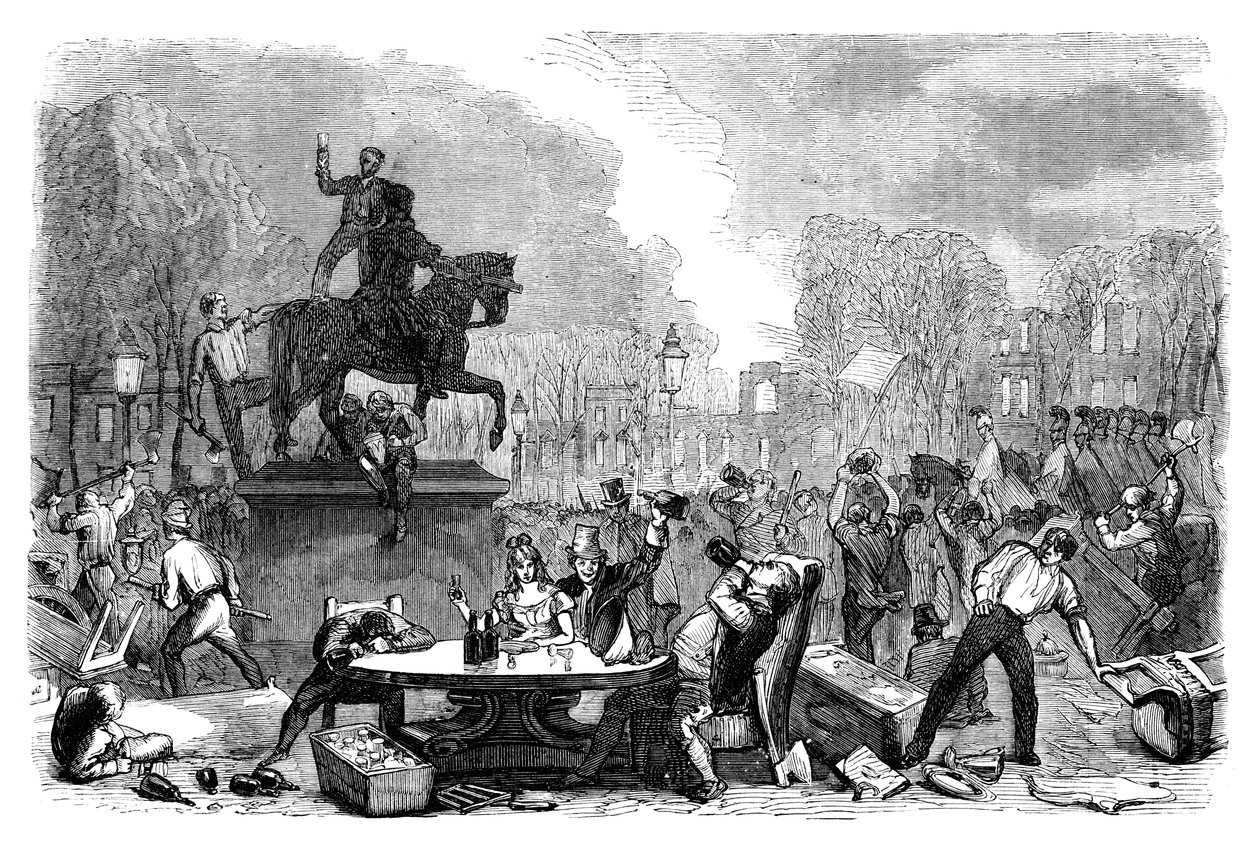 Reformunruhen auf dem Queens Square, Bristol, 1831 um 1895 von Unbekannt