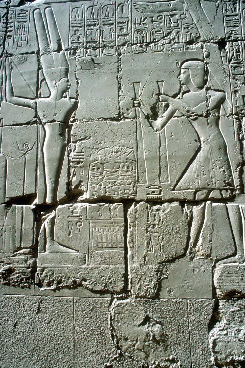 Relief von Ramses II., der dem Fruchtbarkeitsgott Min opfert, Tempel des Amun, Karnak, Ägypten von Unbekannt