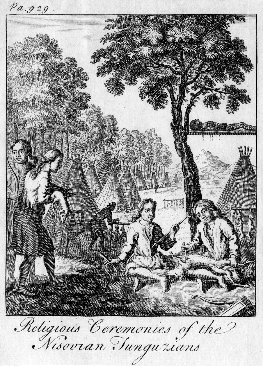 Religiöse Zeremonien der Nisovian Tunguzians, ca. 1748 von Unbekannt
