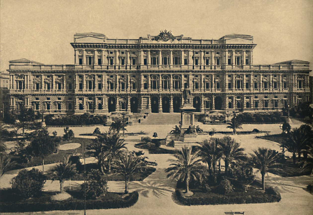 Roma - Prati di Castello. Neue Gerichtshöfe von Calderini und Statue von Cavour, 1910 von Unbekannt