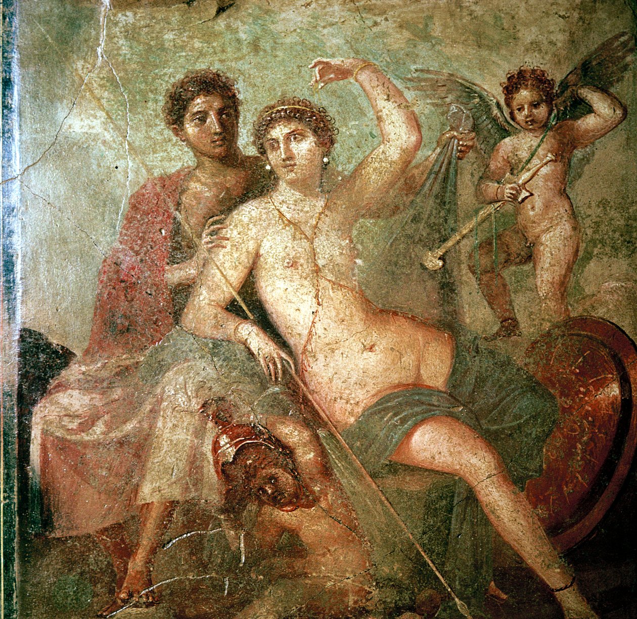 Römisches Wandgemälde von Amor, Venus und Mars, Pompeji, Italien von Unbekannt