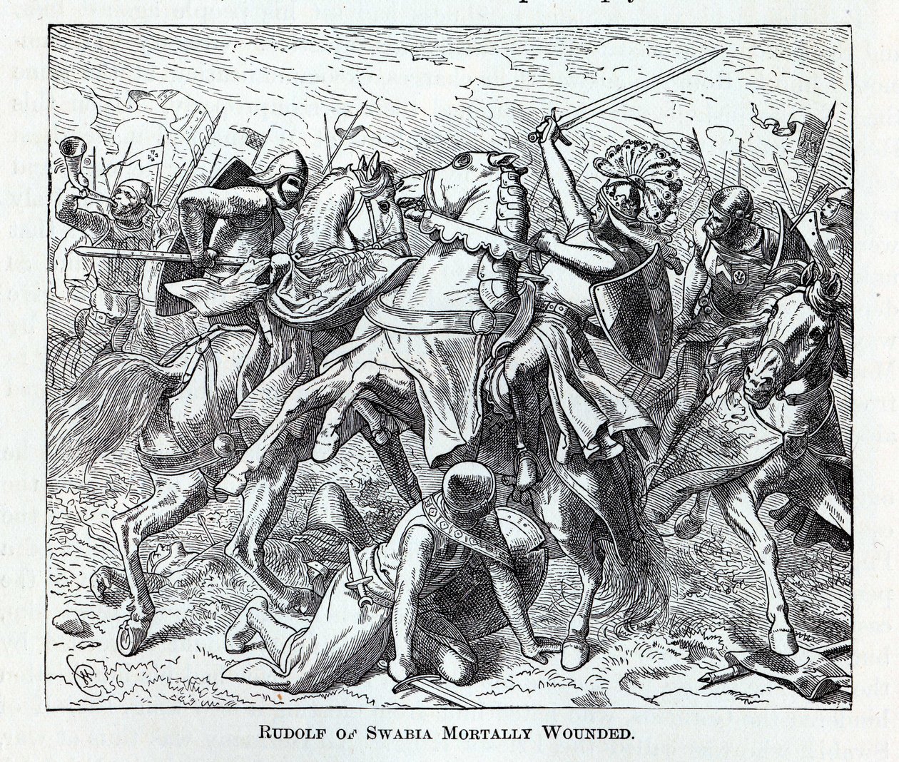Rudolf von Schwaben tödlich verwundet, 1882 von Unbekannt