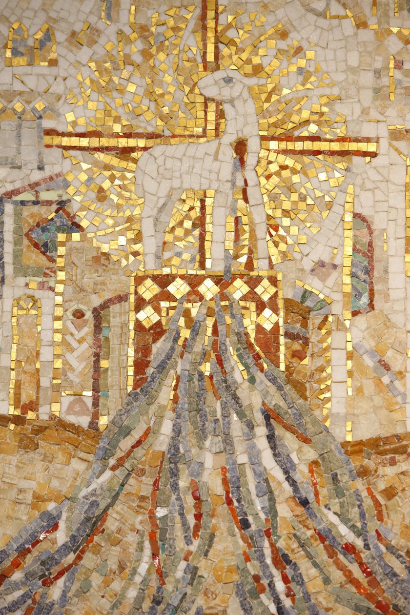 Abteibasilika Saint-Maurice, Mosaik von Madeleine Diener. Das Lamm Gottes und 7 Kanäle, die die Schöpfung symbolisieren, Saint-Maurice, Schweiz von Unbekannt