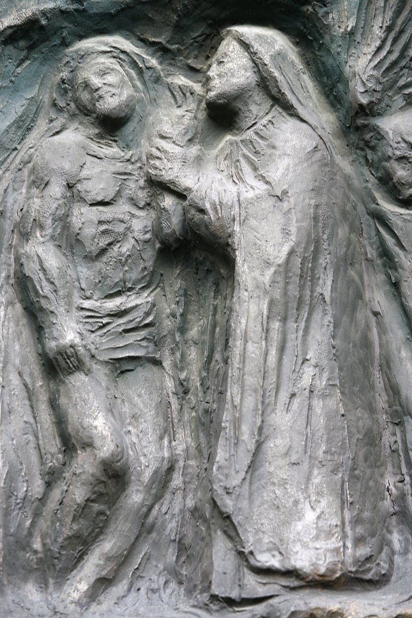 Saint-Pierre de Montmartre Kirche: Notre-Dame-Tor Skulptur: Jesus wird vom Kreuz abgenommen, Paris, Frankreich von Unbekannt