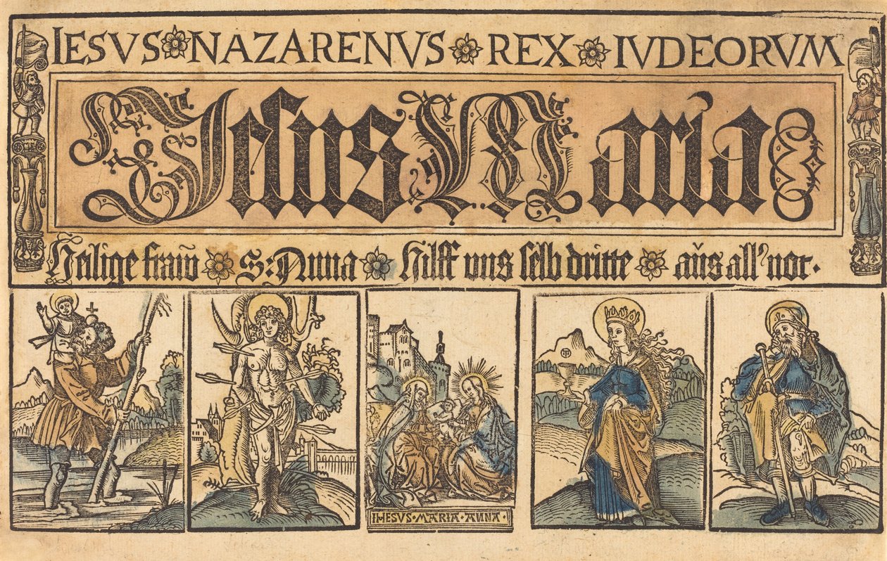 Heilige Anna, die Madonna und Kind und die Heiligen Christophorus, Sebastian, Clara... von Unbekannt