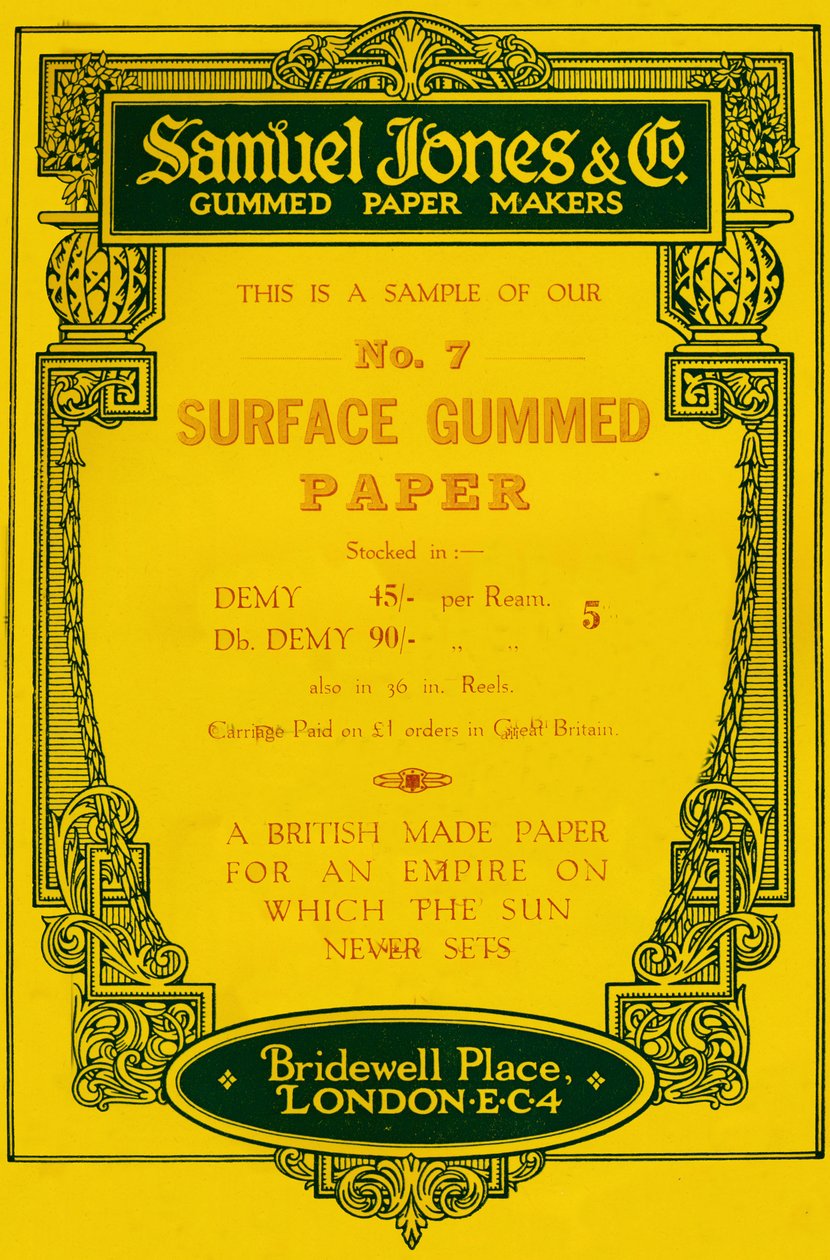 Werbung für Samuel Jones & Company Gummipapierhersteller, 1919 von Unbekannt