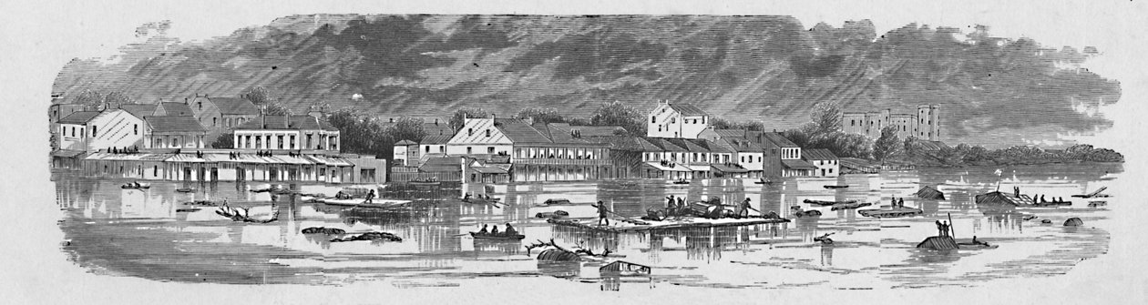 Szene in Baton Rouge während der Überschwemmungen von 1874, 1883 von Unbekannt