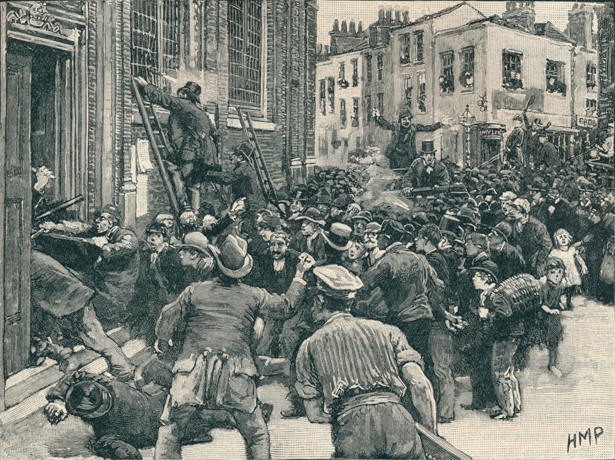 Szene in den Birmingham No Popery Unruhen, 1868, 1906 von Unbekannt