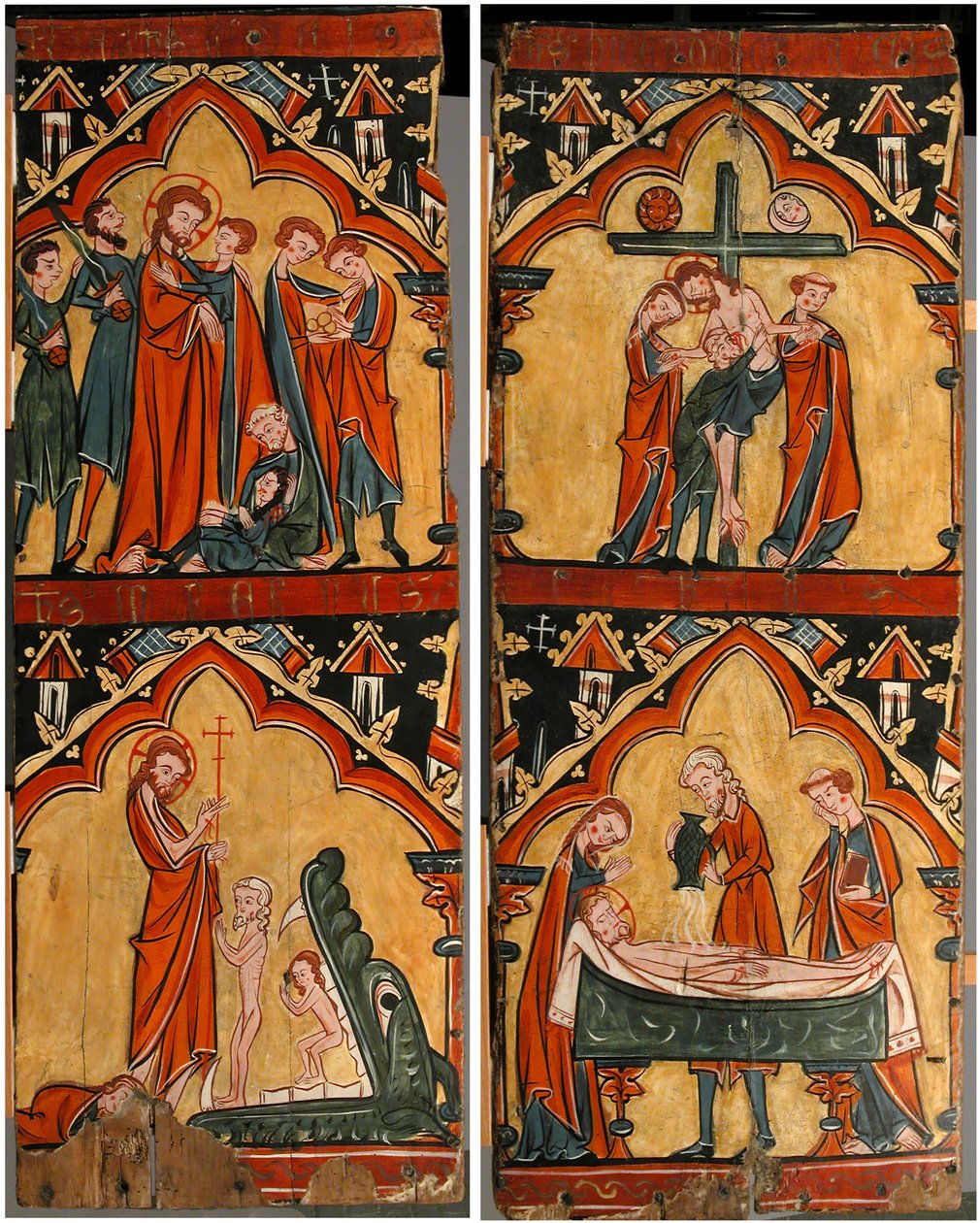 Szenen aus dem Leben Christi: Verhaftung Christi, Christus in der Vorhölle, Abstieg vom Kreuz, 13. Jahrhundert von Unbekannt
