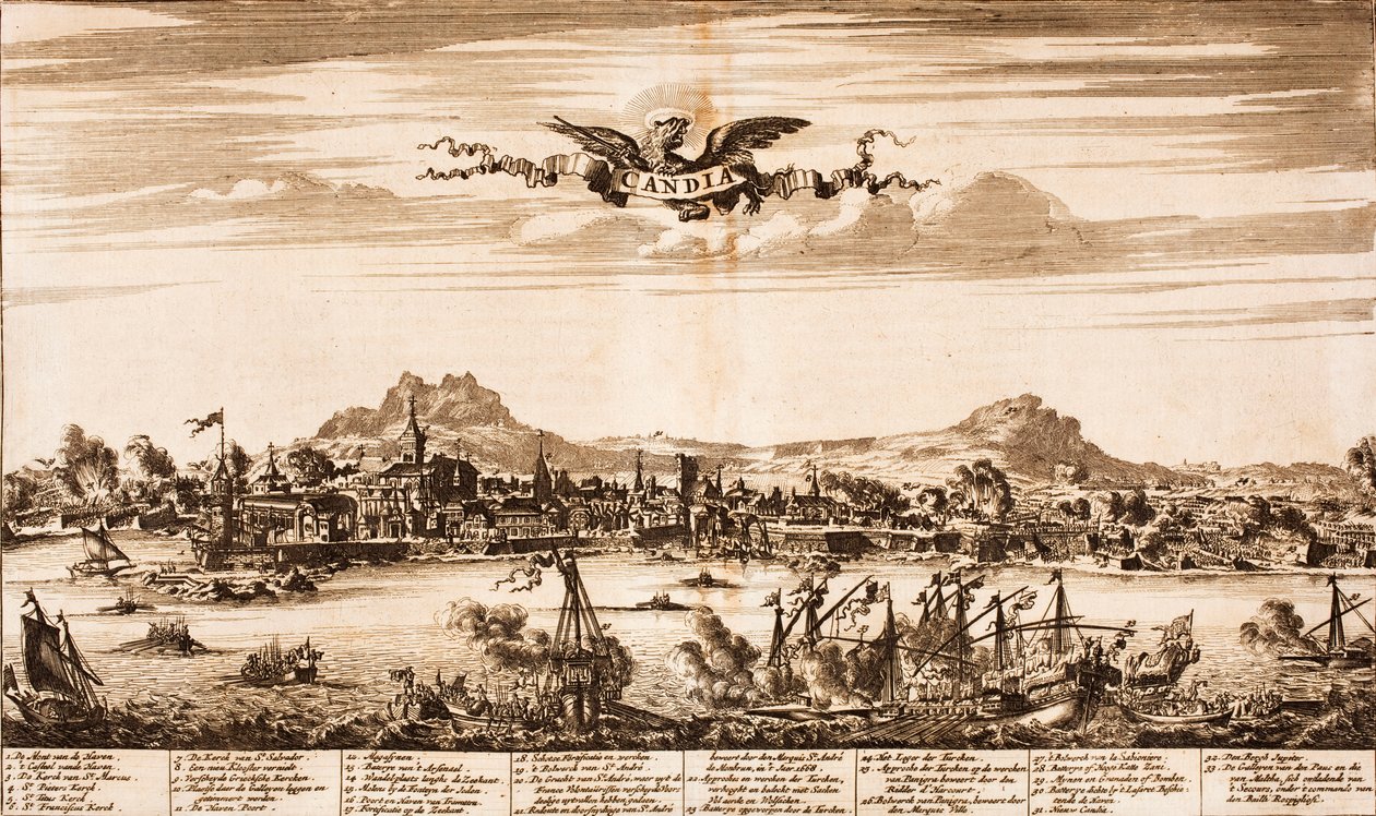 Seeschlacht während der Belagerung von Candia, aus: Schauplatz des Krieges, 1675 von Unbekannt
