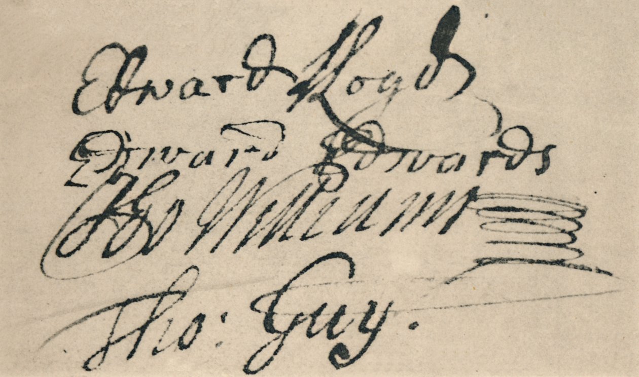Unterschrift von Edward Lloyd, 1692 von Unbekannt