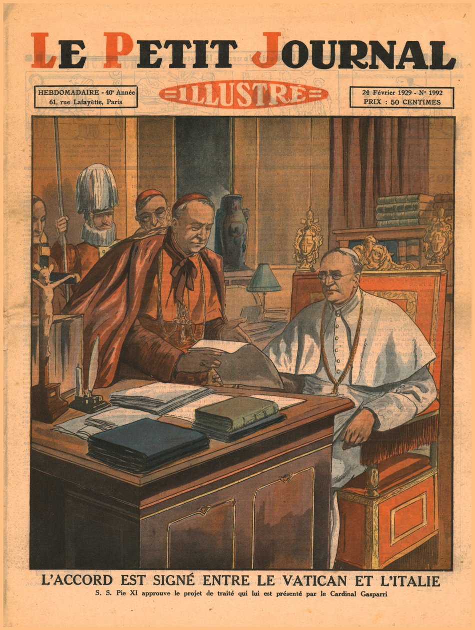 Unterzeichnung des Abkommens zwischen dem Vatikan und Italien, 1929 von Unbekannt
