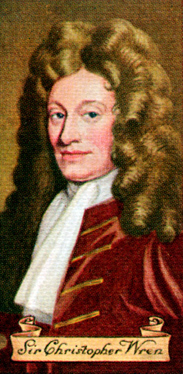 Sir Christopher Wren, aus einer Serie von Zigarettenkarten, 1935 von Unbekannt