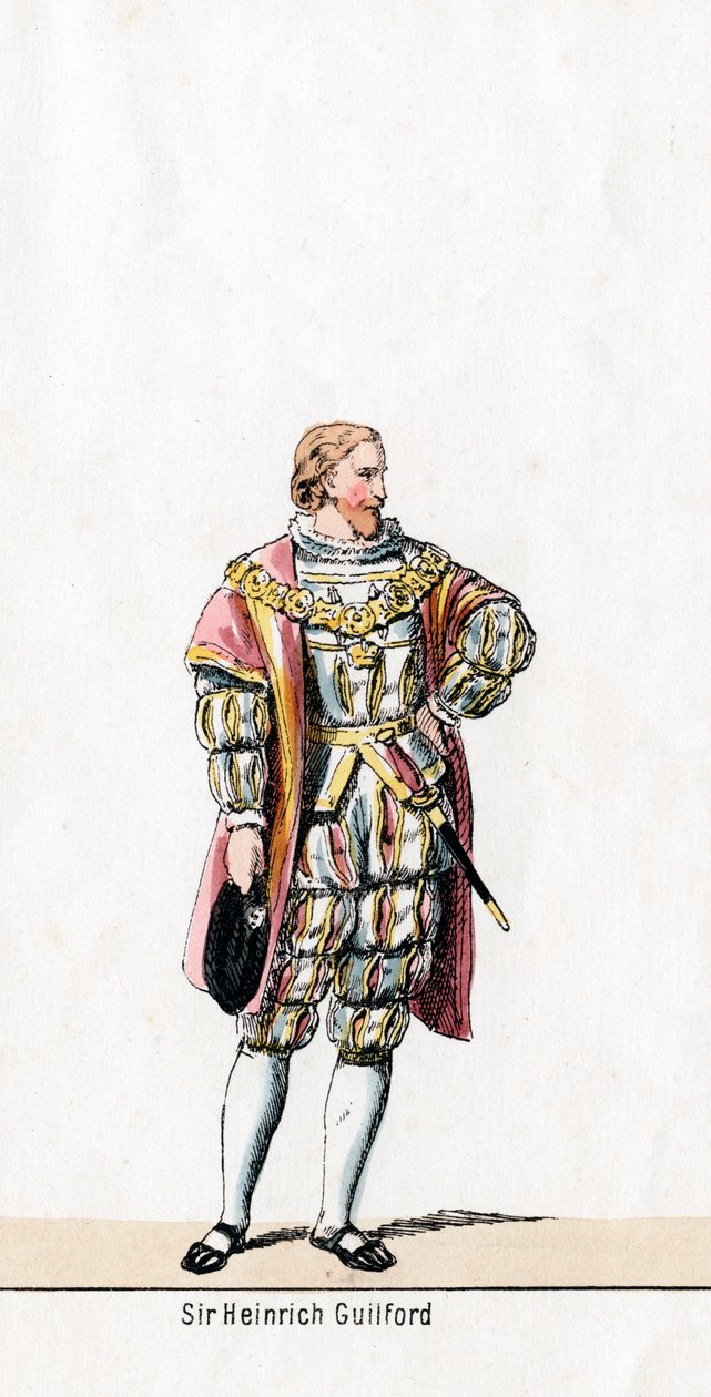 Sir Henry Guildford, Kostümentwurf für Shakespeares Stück, Heinrich VIII., 19. Jahrhundert von Unbekannt