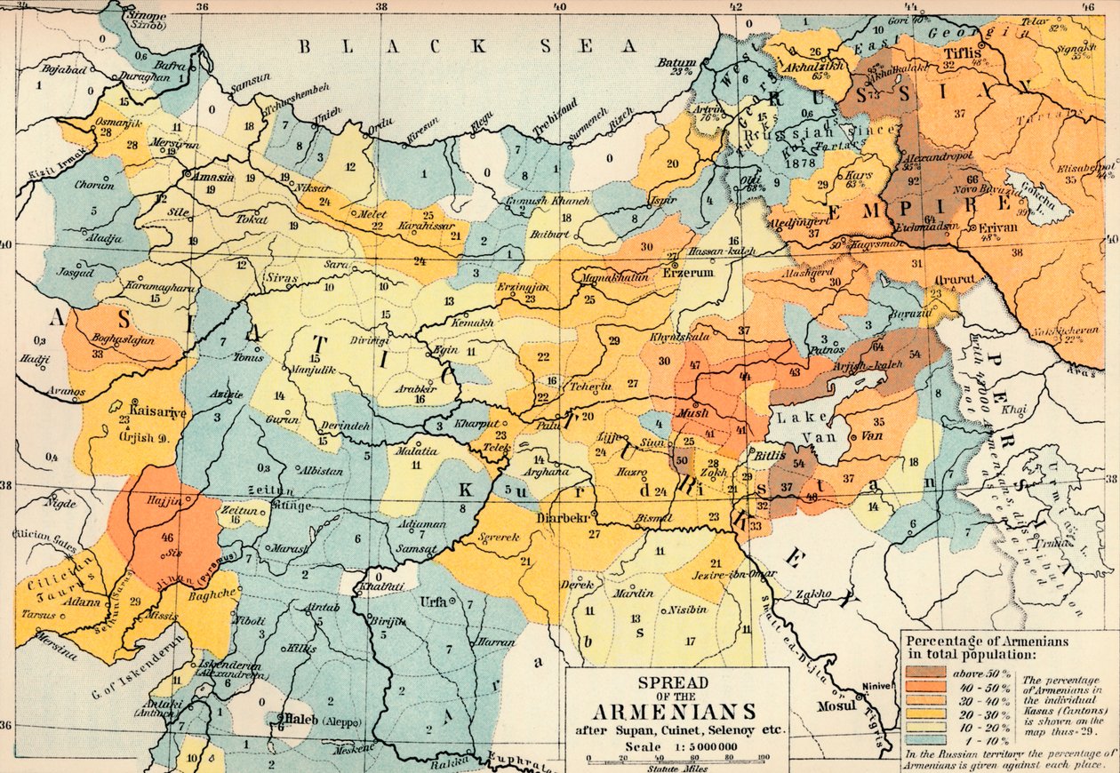Verbreitung der Armenier nach Supan, Cuinet, Selenoy etc. von Unbekannt