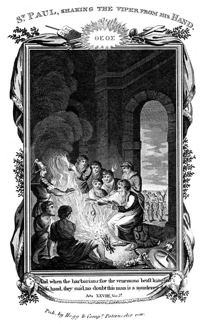 Der Apostel Paulus schüttelt die Viper von seiner Hand, um 1808 von Unbekannt