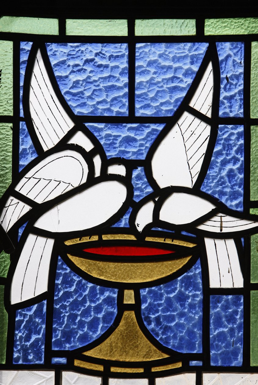Buntglasfenster in der katholischen Seminarikirche von Beit Jala, Beit Jala, besetztes palästinensisches Gebiet von Unbekannt
