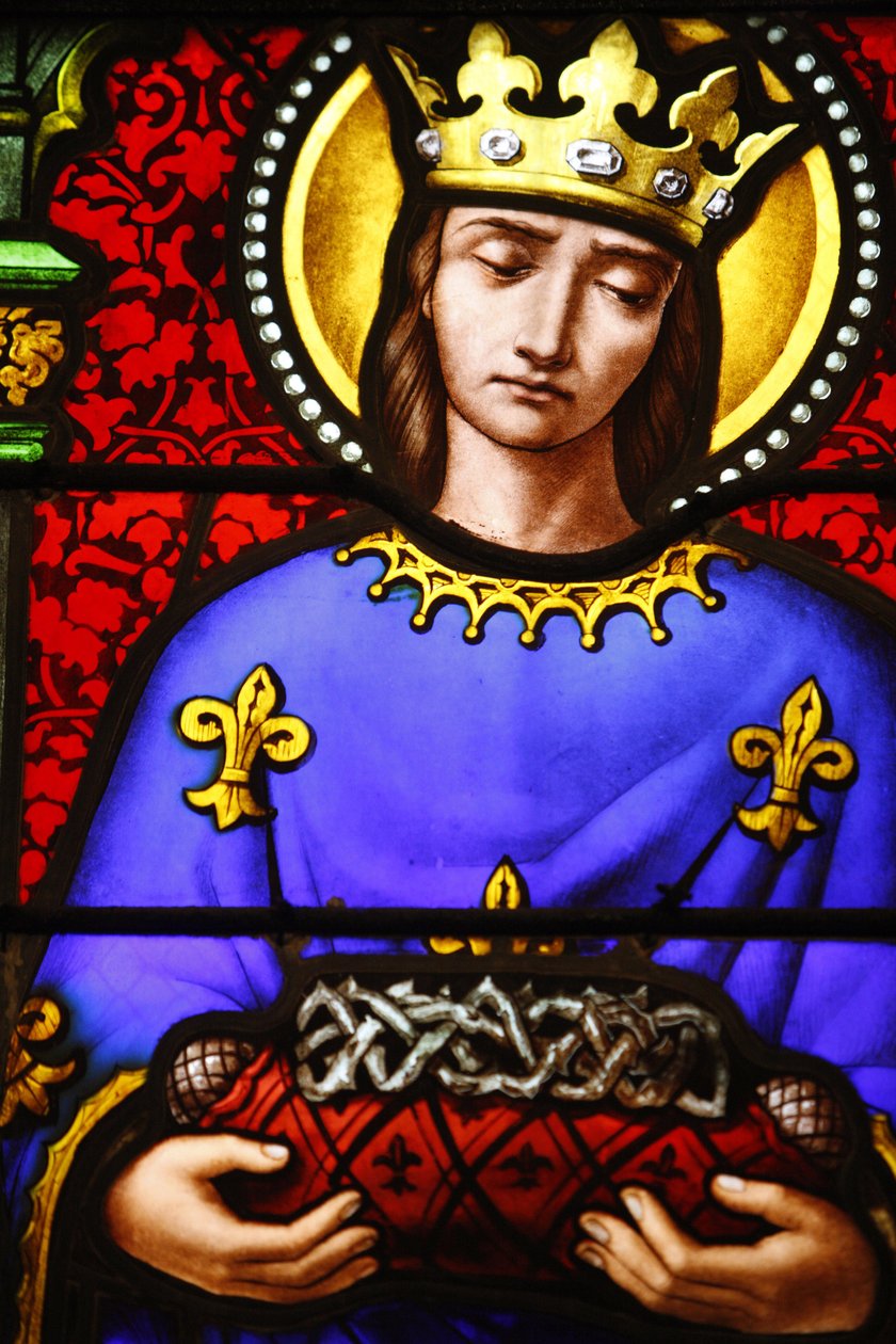 Buntglas in der St.-Pauls-Kirche, Lyon: St. Louis trägt die Dornenkrone, Lyon, Frankreich von Unbekannt
