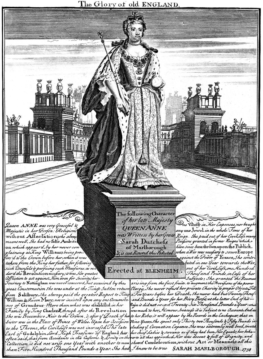Statue von Königin Anne 1665-1714, Blenheim Palace, Oxfordshire, 1738 von Unbekannt