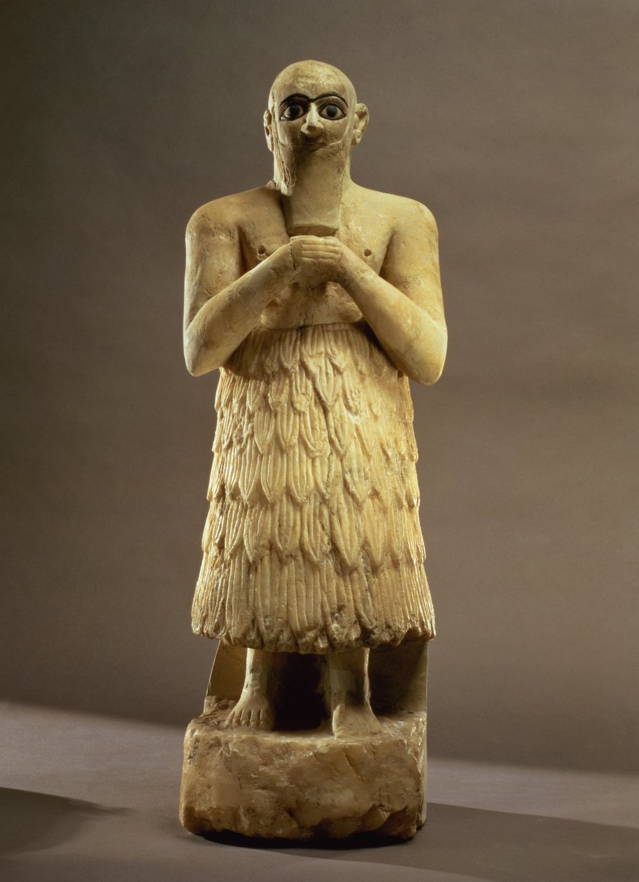 Statuette des Beamten oder Verwalters Ebih-Il, die Göttin Ishtar anbetend, aus Mari, Mittlerer Euphrat, ca. 2500 v. Chr. von Unbekannt