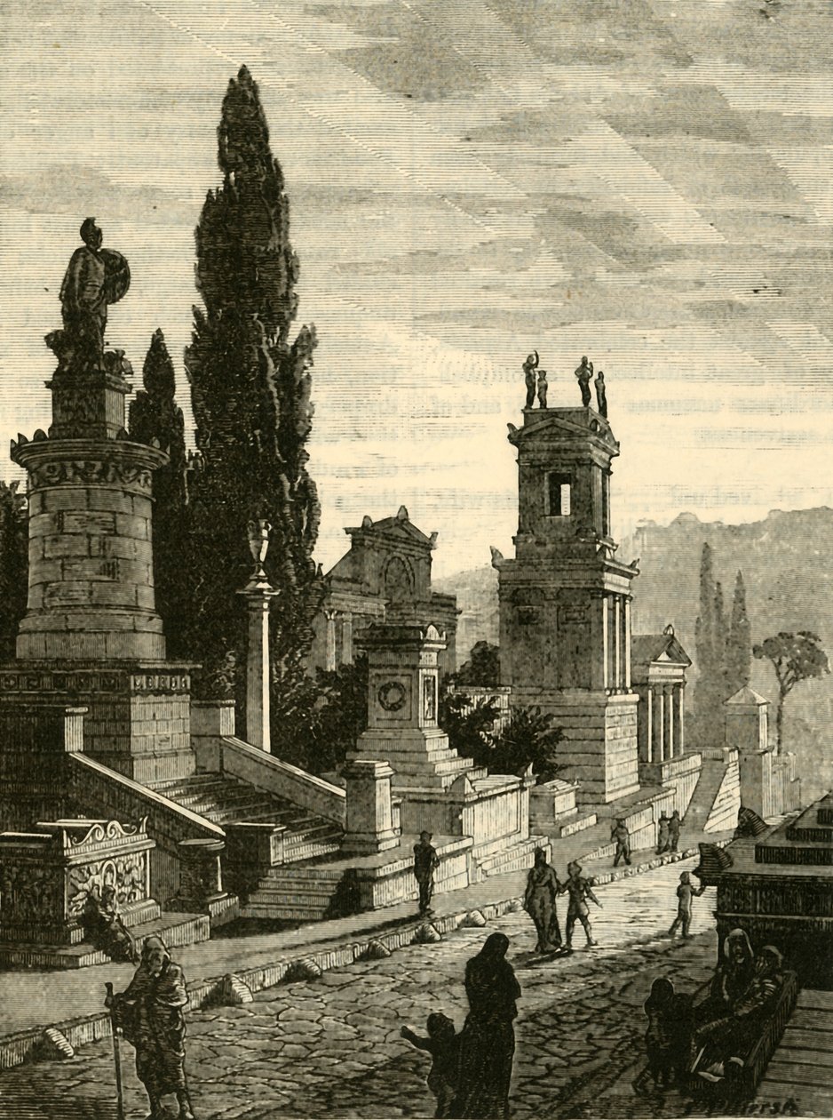 Straße der Gräber in Athen, restauriert, 1890 von Unbekannt