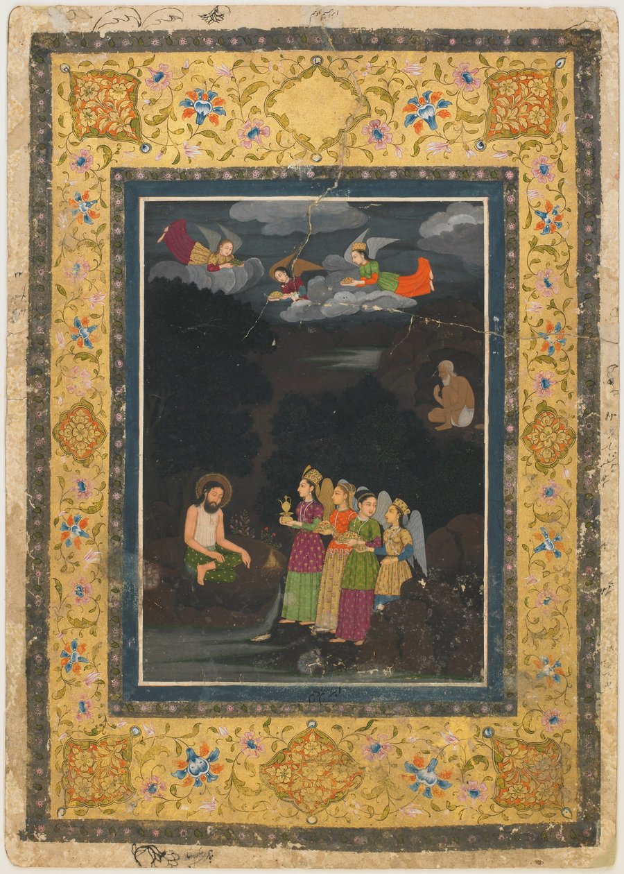 Sultan Ibrahim ibn Adham von Balkh von Engeln besucht von Unbekannt