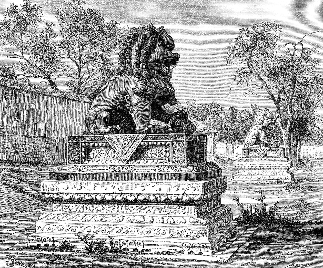 Sommerpalast, Bronzener Löwe, Symbol der kaiserlichen Macht, um 1890 von Unbekannt