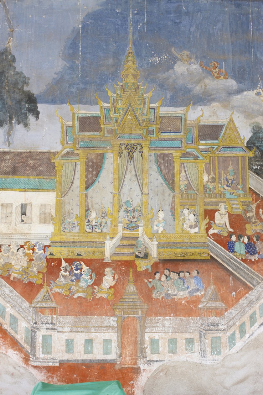 Silberpagode. Dieses Wandgemälde zeigt Szenen aus dem Reamker, der kambodschanischen Version des klassischen hinduistischen Gedichts Ramayana von Unbekannt