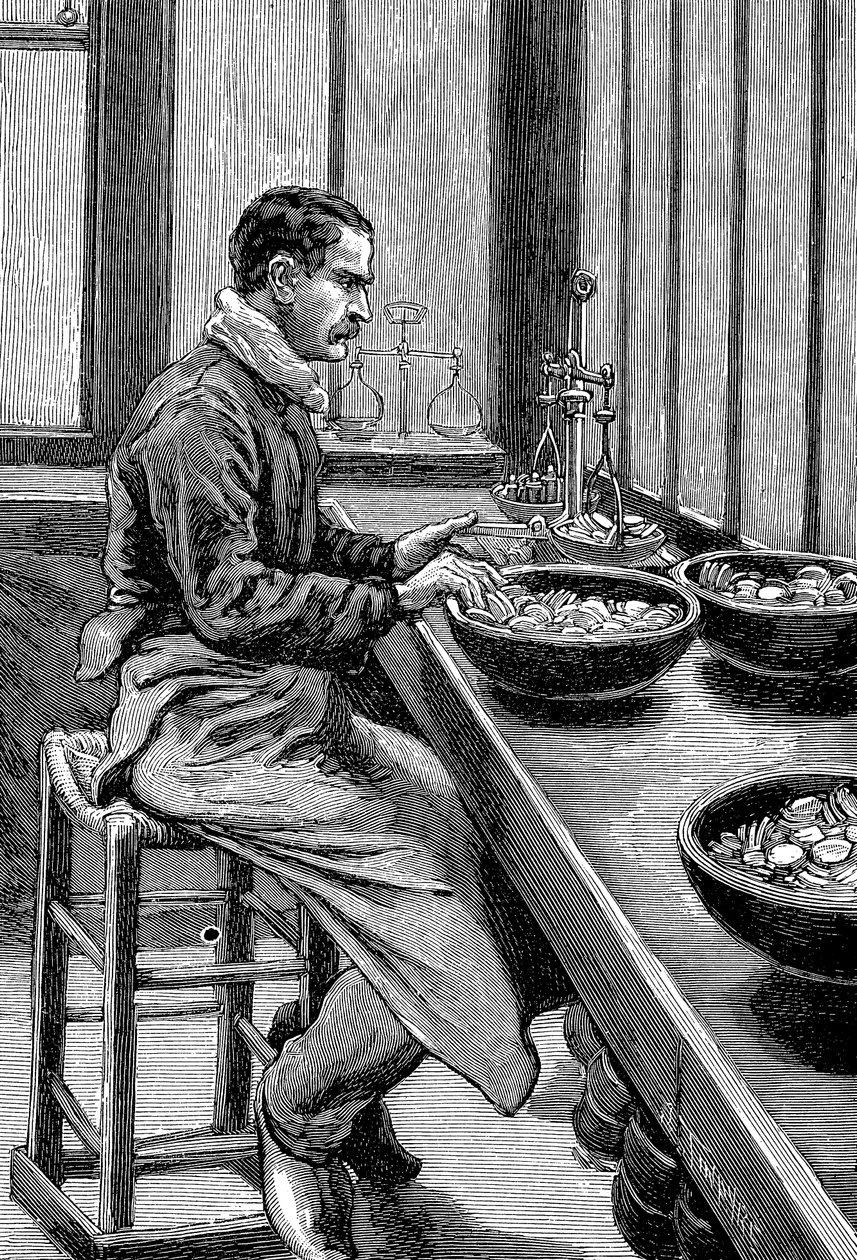 Gewichtprüfung von Goldstücken, Pariser Münze, 1892 von Unbekannt