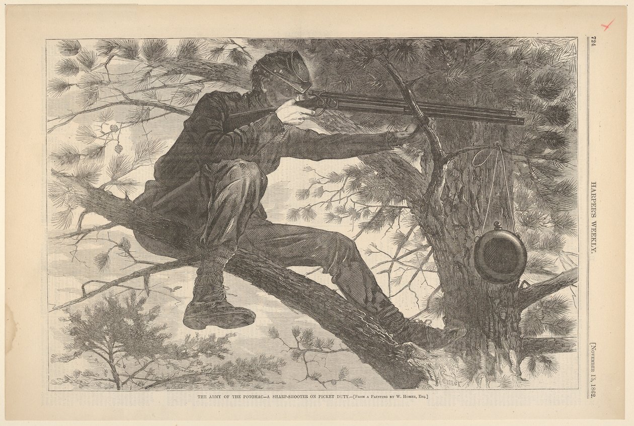Die Armee des Potomac - Ein Scharfschütze auf Wachposten, Harpers Weekly, Vo..., 15. November 1862 von Unbekannt
