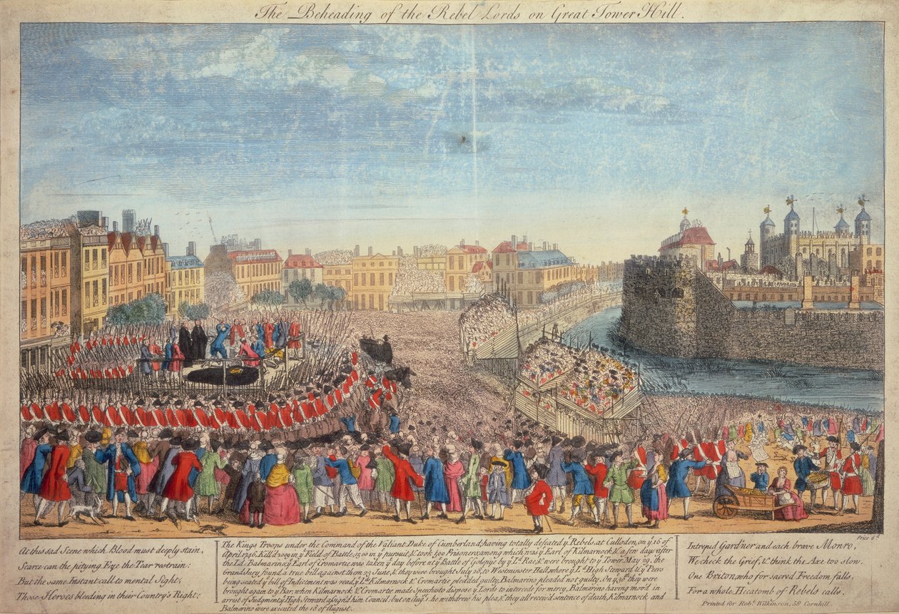 Die Enthauptung der Rebellenführer auf Great Tower Hill, um 1746 von Unbekannt