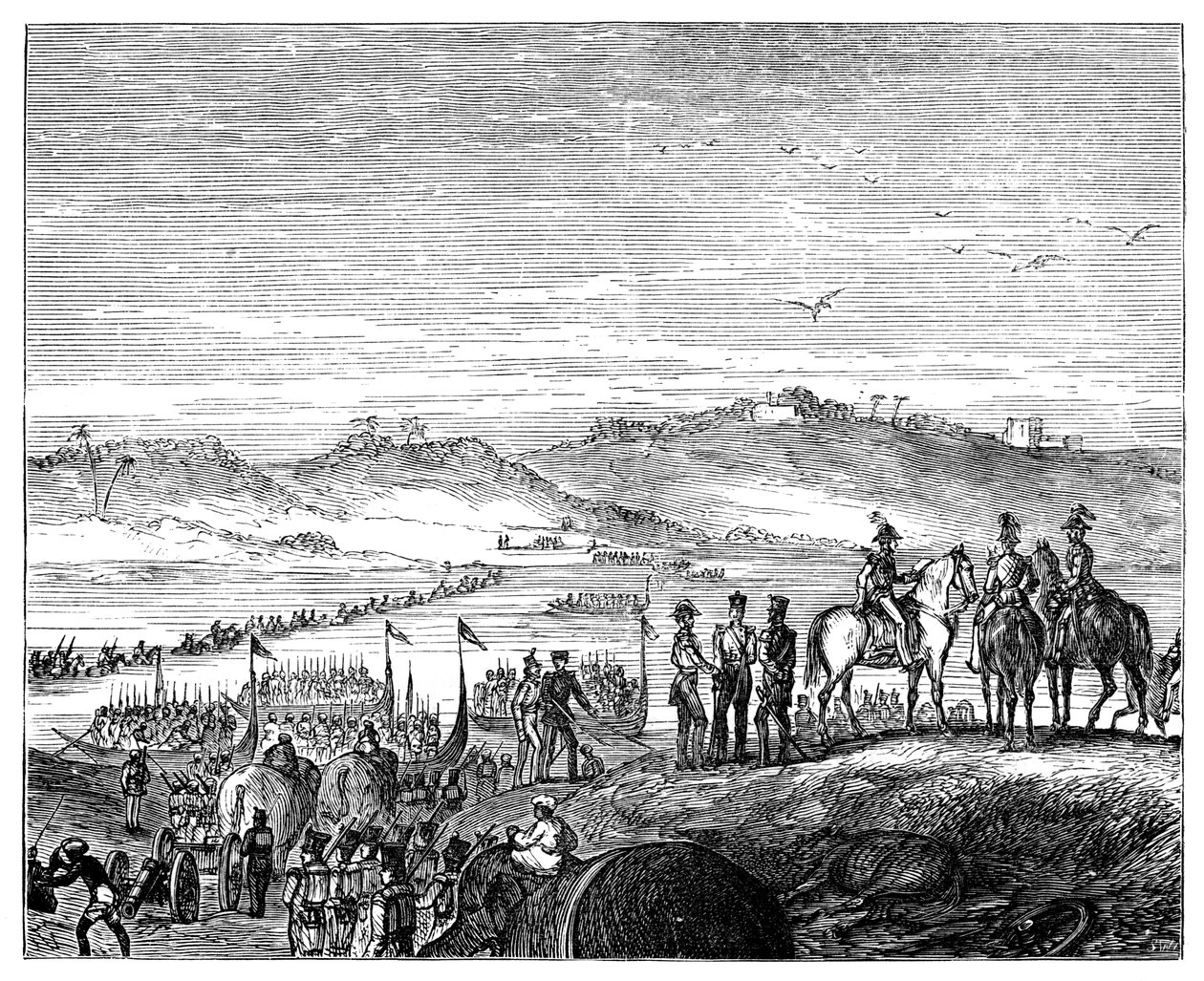 Die britische Armee überquert den Sutlej-Fluss, Indien, 19. Jahrhundert, 1900 von Unbekannt