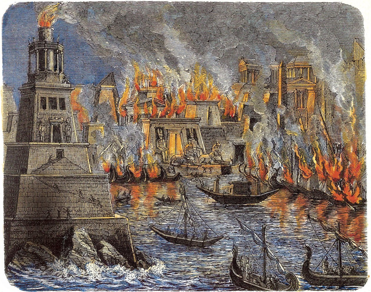 Die Verbrennung der Bibliothek von Alexandria, 1876 von Unbekannt
