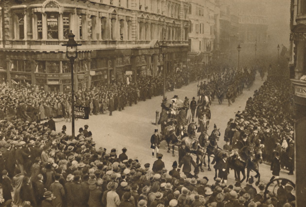 Die Stadtlinien Queen Victoria Street, um den neuen Lord Mayor und seine Prozession zu sehen, ca. 1935 von Unbekannt